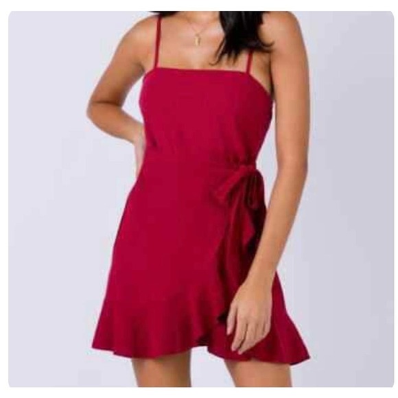 Princess Polly Dresses & Skirts - Princess Polly Caedere Mini Dress Red Wrap Tie Slip Dress Size 2 Party Date Nigh
